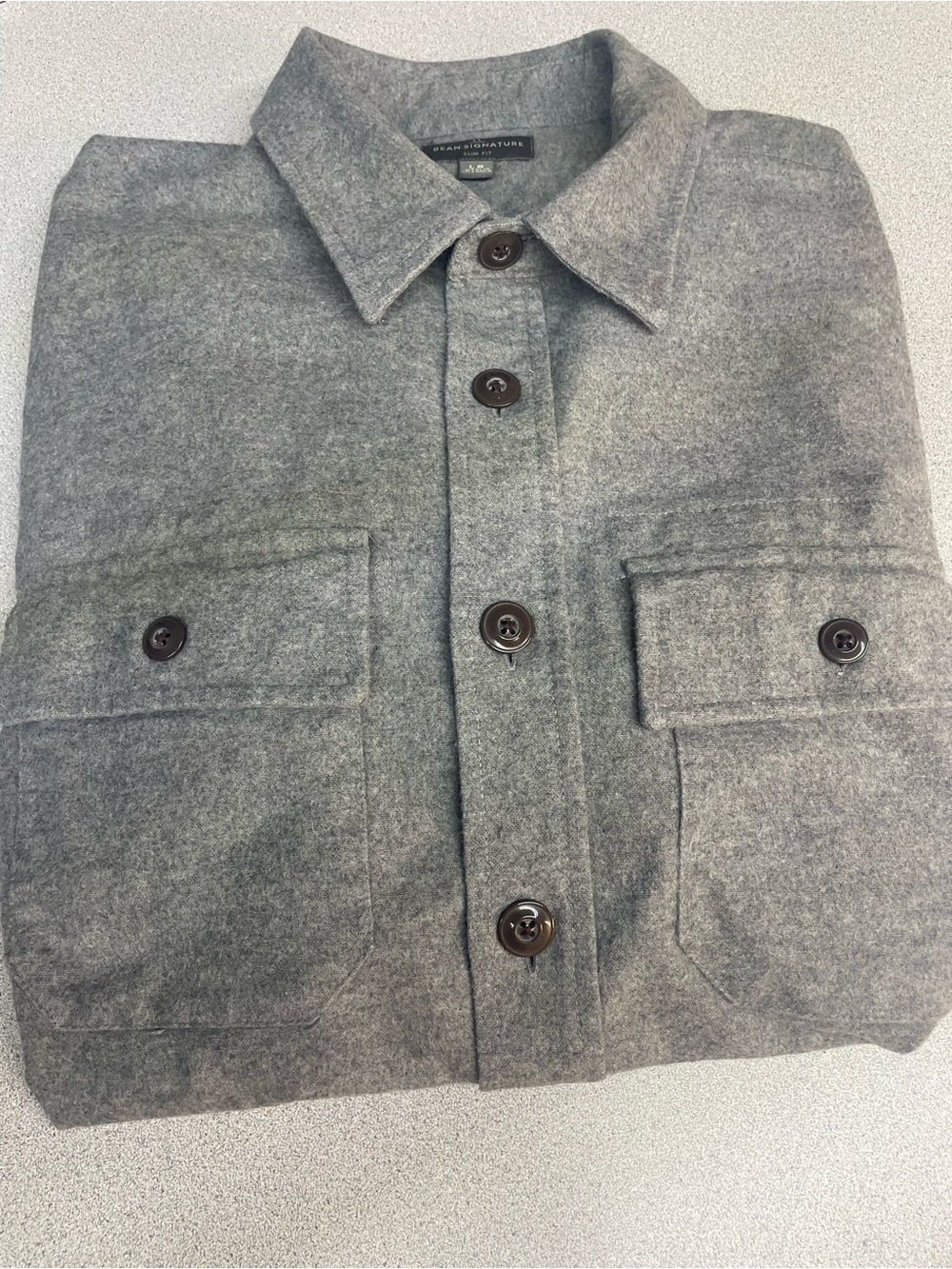 Men's ll Bean Grey Button-Up Wool-Blend Shacket